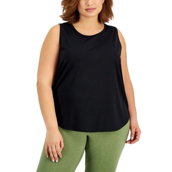 ID Ideology Plus Size Birdseye Mesh Tank Top, Created for Macy's - Deep Black Si - Picture 1 of 3